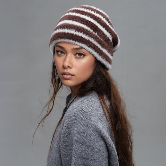 Trendy Dual-Tone Striped Beanie