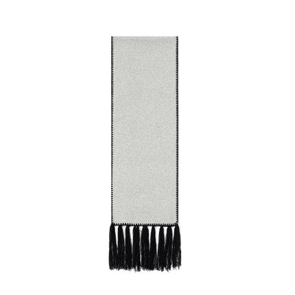 Beige Contrast Edge & Tassel Scarf - Chic Autumn/Winter Neckwear (190x30cm)