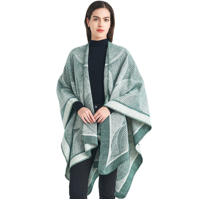Green Geometric Print Cape