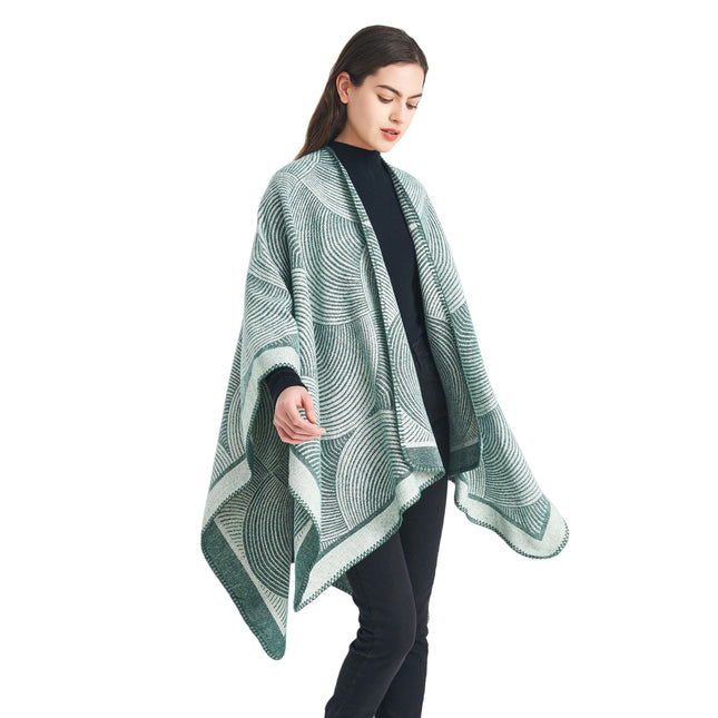 Green Geometric Print Cape – product detail