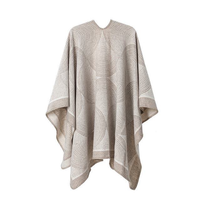 Khaki Geometric Print Cape – product detail