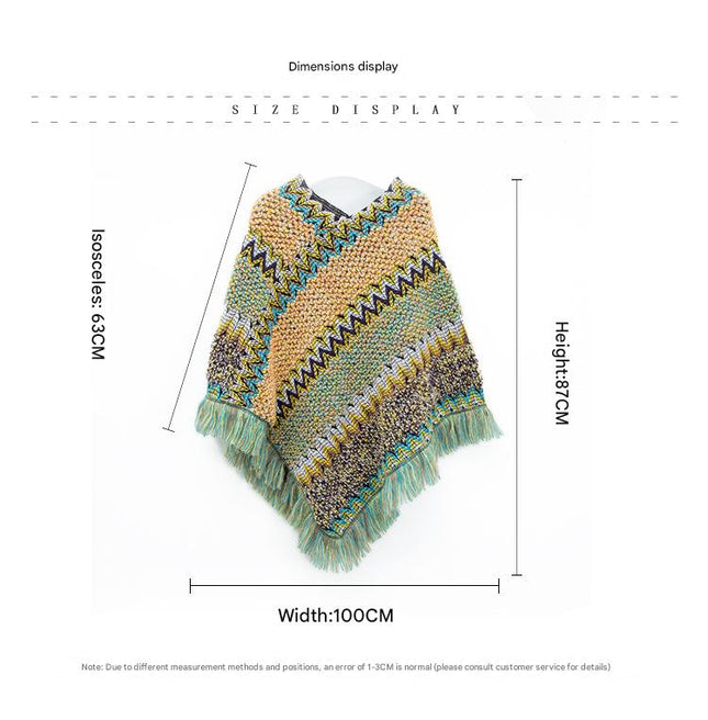 Wine red Lightweight Chevron Knit Poncho for Women – product detail