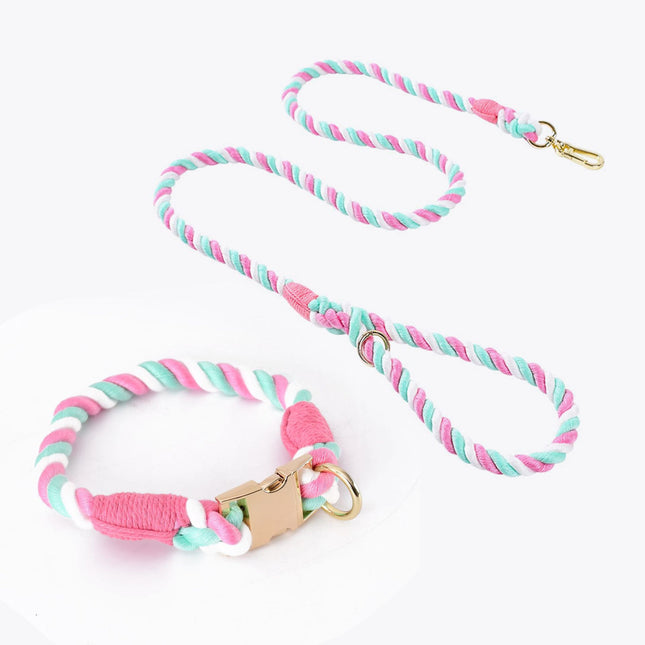 Handmade Gradient Rope Dog Collar & Leash Set