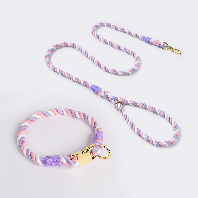 Handmade Gradient Rope Dog Collar & Leash Set
