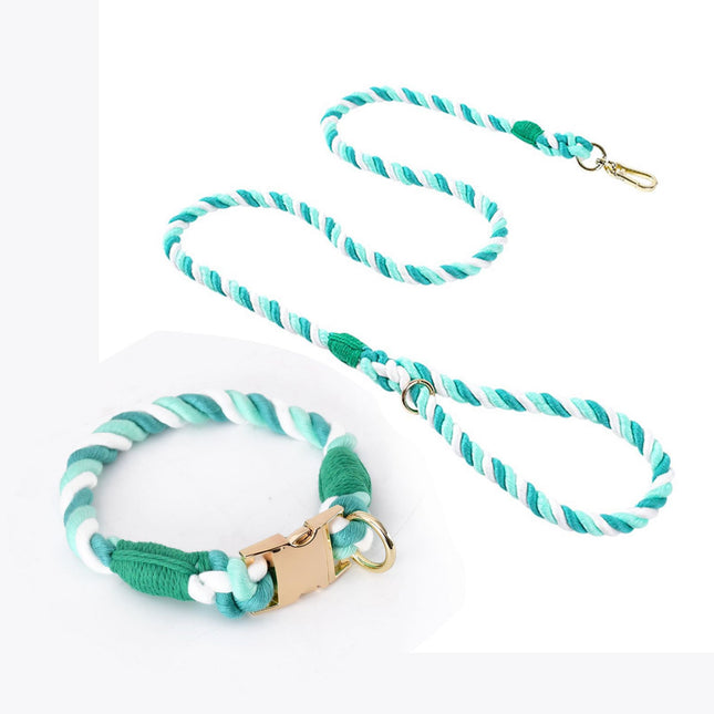 Handmade Gradient Rope Dog Collar & Leash Set