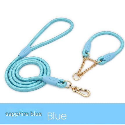 Blue Durable Nylon P-Collar Dog Training Set - Heavy Duty Leash & Martingale Collar (Size : M)