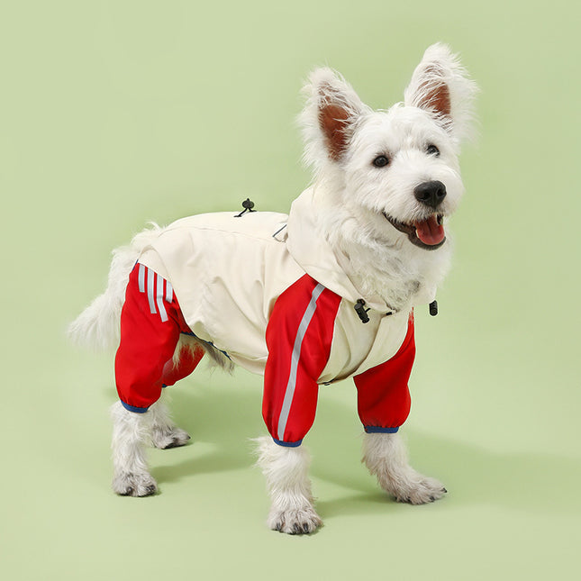 Colorblock (Beige red) Dog Raincoat