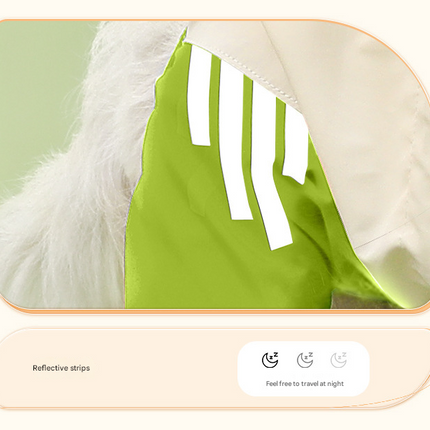 Colorblock (Beige blue) Dog Raincoat - Waterproof with Hood and Reflective Strips (Size M)