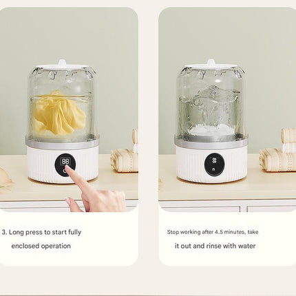 White Travel-Friendly Mini Washing Machine - USB Powered, Automatic, for Small Loads