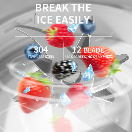 Black Rechargeable Travel Blender Cup - 12 Blades, Digital Display, Self-Cleaning