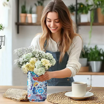 Colorful Style 3 DIY 3D Puzzle Vase - Creative Jigsaw Flower Holder with Waterproof Liner - Decorative Home Accent & Unique Gift