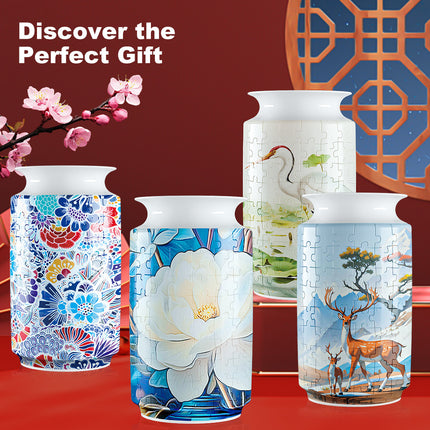 Colorful Style 4 DIY 3D Puzzle Vase - Creative Jigsaw Flower Holder with Waterproof Liner - Decorative Home Accent & Unique Gift