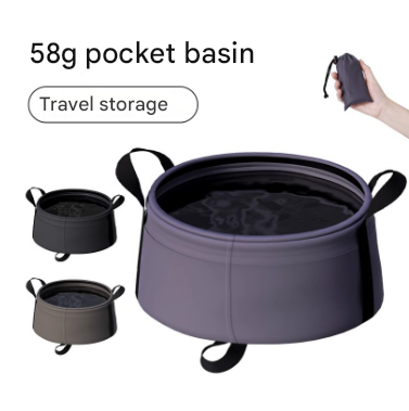 2 Pcs Dark Blue Ultra-Lightweight Collapsible Travel Basin - Waterproof Folding Bucket for Camping, Hiking & Outdoors (8.5L)