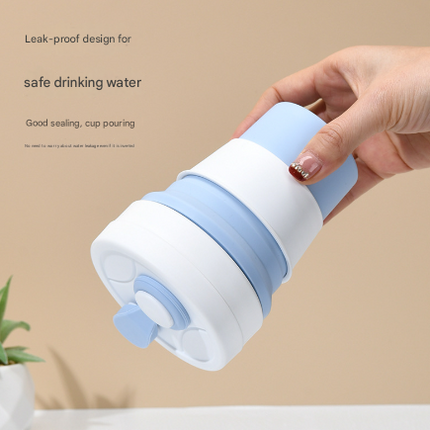 2 Pcs Light Blue 350ml Collapsible Silicone Travel Cup - Portable, Leak-Proof & Food-Grade Drinking Mug with Lid, Insulating Sleeve & Straw