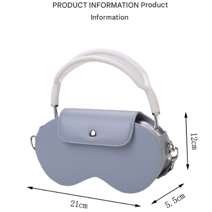 Pink Chic PU Leather Crossbody Storage Bag for Apple AirPods Max - Protective Case with Ruched Fabric Strap & Top Handle