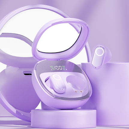 Purple Feather-Light TWS Earbuds - Bluetooth 5.4, Hi-Fi Sound, LED Display Case, 60H+ Playtime, Touch Control