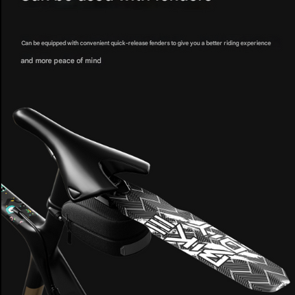 Black Compact Bike Saddle Bag - Quick-Release Water-Resistant Tail Pouch with Reflective Accents