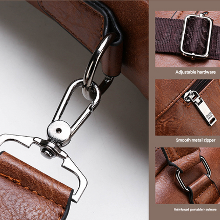 Brown Men's PU Leather Briefcase - Vintage Style Laptop Messenger Bag, Crossbody Satchel for Business & Casual