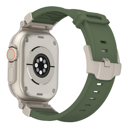 Olive Green Rugged Tactical Silicone Strap for Apple Watch Ultra & Series - Heavy-Duty Metal Clasp