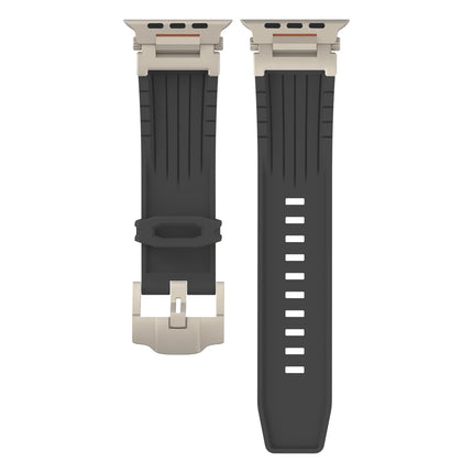 Black Rugged Tactical Silicone Strap for Apple Watch Ultra & Series - Heavy-Duty Metal Clasp