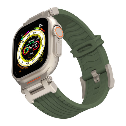 Black Rugged Tactical Silicone Strap for Apple Watch Ultra & Series - Heavy-Duty Metal Clasp