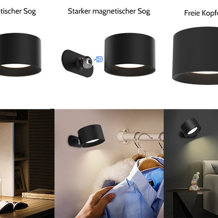 Khaki Wood Grain Rechargeable LED Magnetic Wall Light - Touch Control