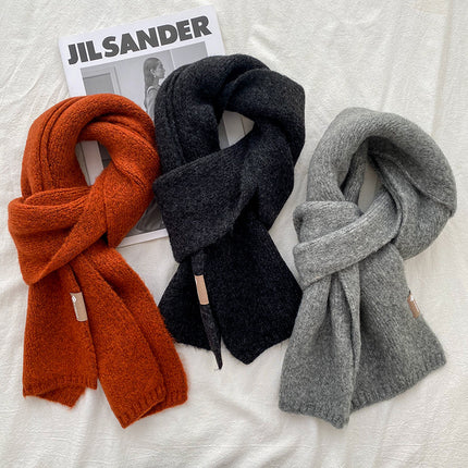 Khaki Luxuriously Soft Wool Blend Knit Scarf - Cozy Warm Solid Colour Unisex Winter Essential