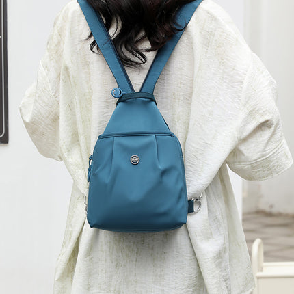 Blue Versatile Women's Convertible Mini Backpack & Sling Bag - Stylish Anti-Theft Oxford Cloth Daypack, Fits 9.7in iPad