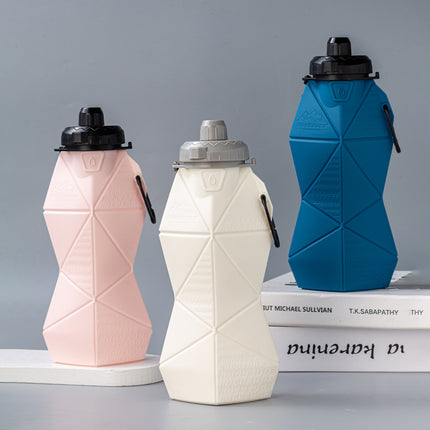 Blue and Black Cup Lid Ultimate Foldable Silicone Water Bottle - Lightweight Leakproof Travel & Sports Hydration - 700ml