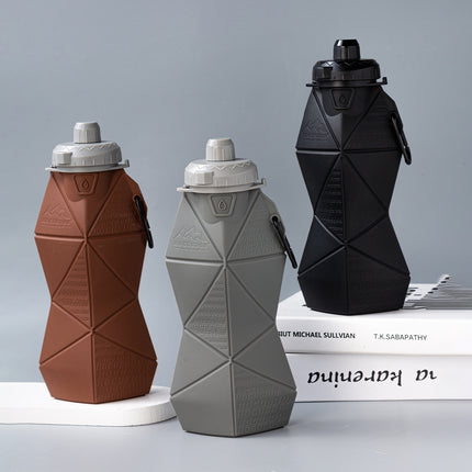 Blue and Black Cup Lid Ultimate Foldable Silicone Water Bottle - Lightweight Leakproof Travel & Sports Hydration - 700ml