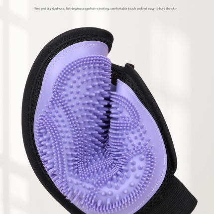Purple 3-Pack Gentle Pet Grooming Glove - Deshedding, Bathing & Massage Mitt for Dogs & Cats, Breathable & Adjustable