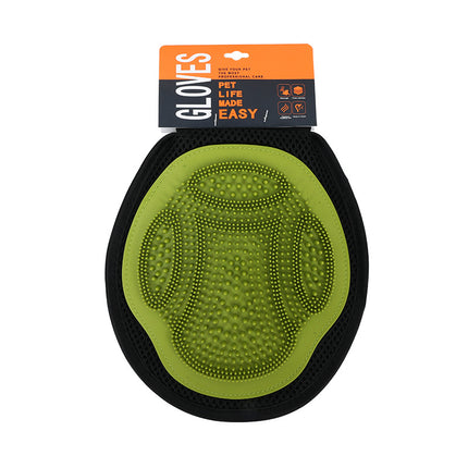 Green 3-Pack Gentle Pet Grooming Glove - Deshedding, Bathing & Massage Mitt for Dogs & Cats, Breathable & Adjustable