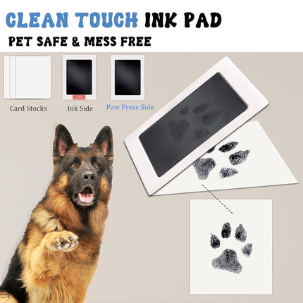 Black and White Pet Paw Print Keepsake Photo Frame Kit - Mess-Free Ink Pad for Dogs & Cats, Dual Photo & Print Display