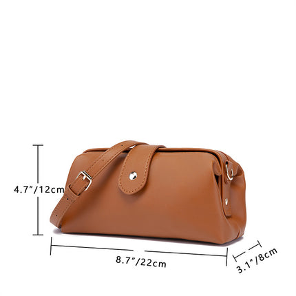 Brown Chic Vintage Inspired PU Leather Crossbody Bag - Small Frame Doctor Style Purse with Adjustable Strap