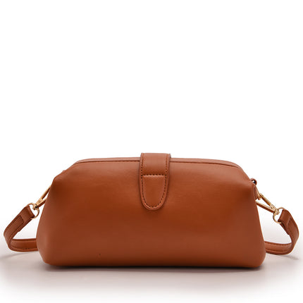 Brown Chic Vintage Inspired PU Leather Crossbody Bag - Small Frame Doctor Style Purse with Adjustable Strap