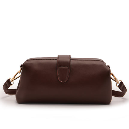 Coffee Chic Vintage Inspired PU Leather Crossbody Bag - Small Frame Doctor Style Purse with Adjustable Strap