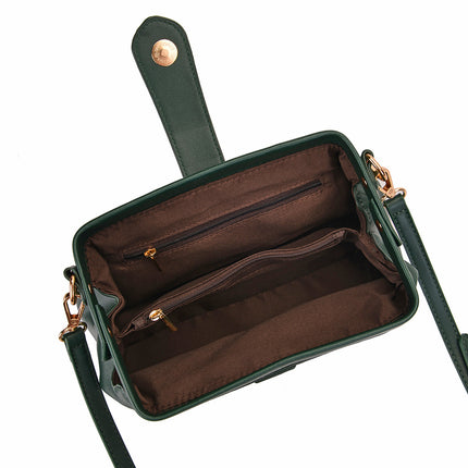 Dark Green Chic Vintage Inspired PU Leather Crossbody Bag - Small Frame Doctor Style Purse with Adjustable Strap
