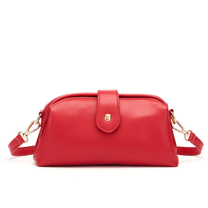 Red Chic Vintage Inspired PU Leather Crossbody Bag - Small Frame Doctor Style Purse with Adjustable Strap