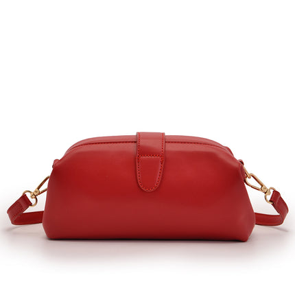 Red Chic Vintage Inspired PU Leather Crossbody Bag - Small Frame Doctor Style Purse with Adjustable Strap