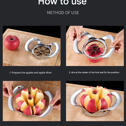Silver Premium Apple Slicer Corer - Heavy Duty Stainless Steel Fruit Cutter, 8-Slice Divider Kitchen Gadget