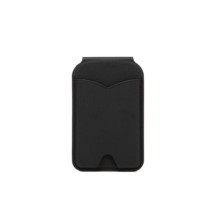 Black Chic MagSafe Wallet with Mirror & Stand - PU Leather Card Holder for iPhone 12-16 Series