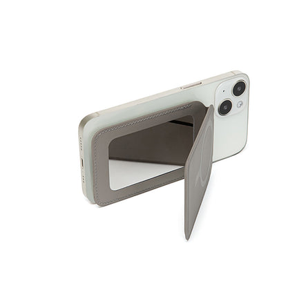 Black Chic MagSafe Wallet with Mirror & Stand - PU Leather Card Holder for iPhone 12-16 Series