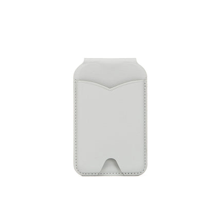 Light Grey Chic MagSafe Wallet with Mirror & Stand - PU Leather Card Holder for iPhone 12-16 Series