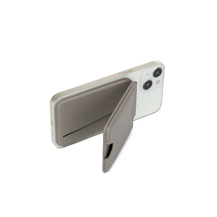 Light Grey Chic MagSafe Wallet with Mirror & Stand - PU Leather Card Holder for iPhone 12-16 Series