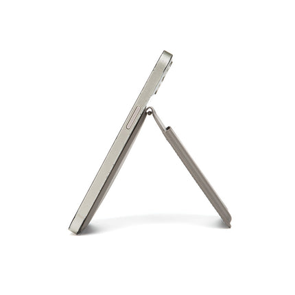 Light Grey Chic MagSafe Wallet with Mirror & Stand - PU Leather Card Holder for iPhone 12-16 Series