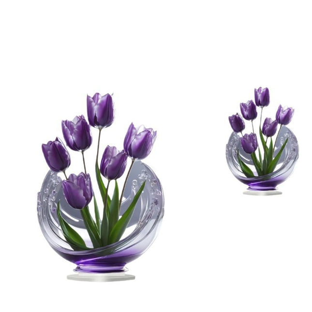 2 Pcs Charming Purple Tulip 2D Acrylic Ornament – product detail
