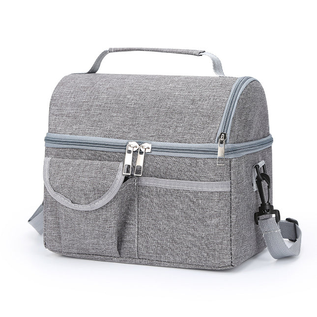2 Pcs Grey Premium Double Layer Insulated Lunch Bag