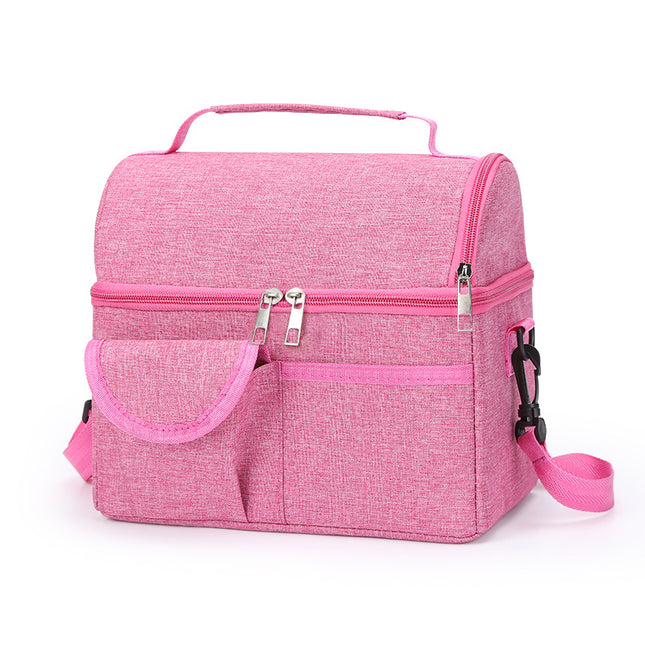 2 Pcs Pink Premium Double Layer Insulated Lunch Bag
