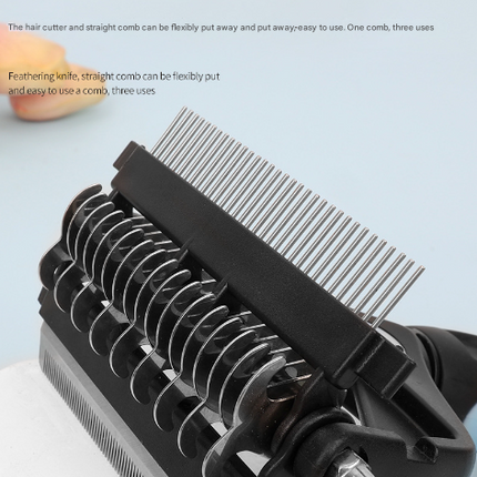 Blue and Black Professional 3-in-1 Pet Grooming Tool - Dematting Rake, Deshedding Comb & Finishing Brush for Dogs & Cats