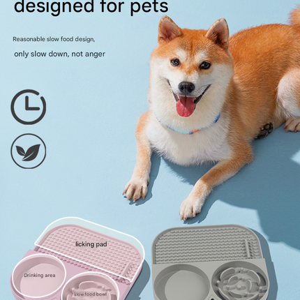 2 Pcs Green 3-in-1 Silicone Pet Slow Feeder & Lick Mat with Water Bowl – product detail